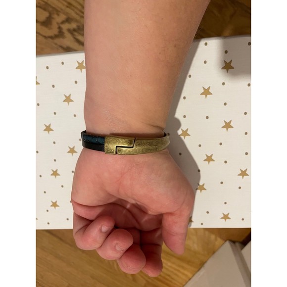 Brass and leather Bracelet with stone - Picture 4 of 7